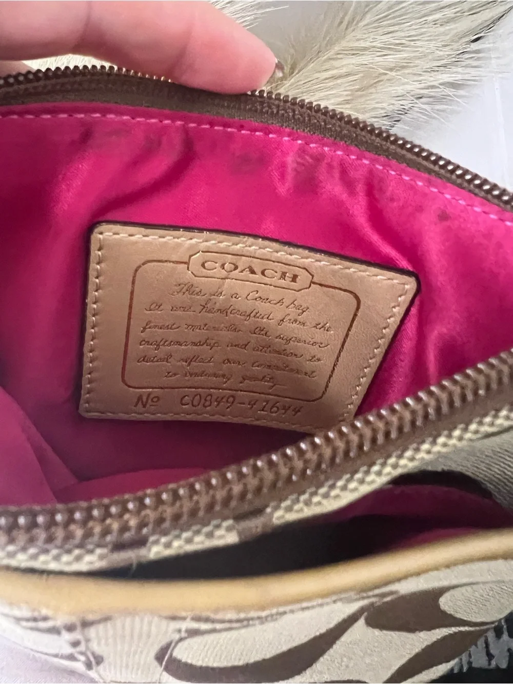 Coach Brown Signature Crossbody with Yellow-Tan Leather Trim